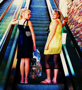 Girls on escalator